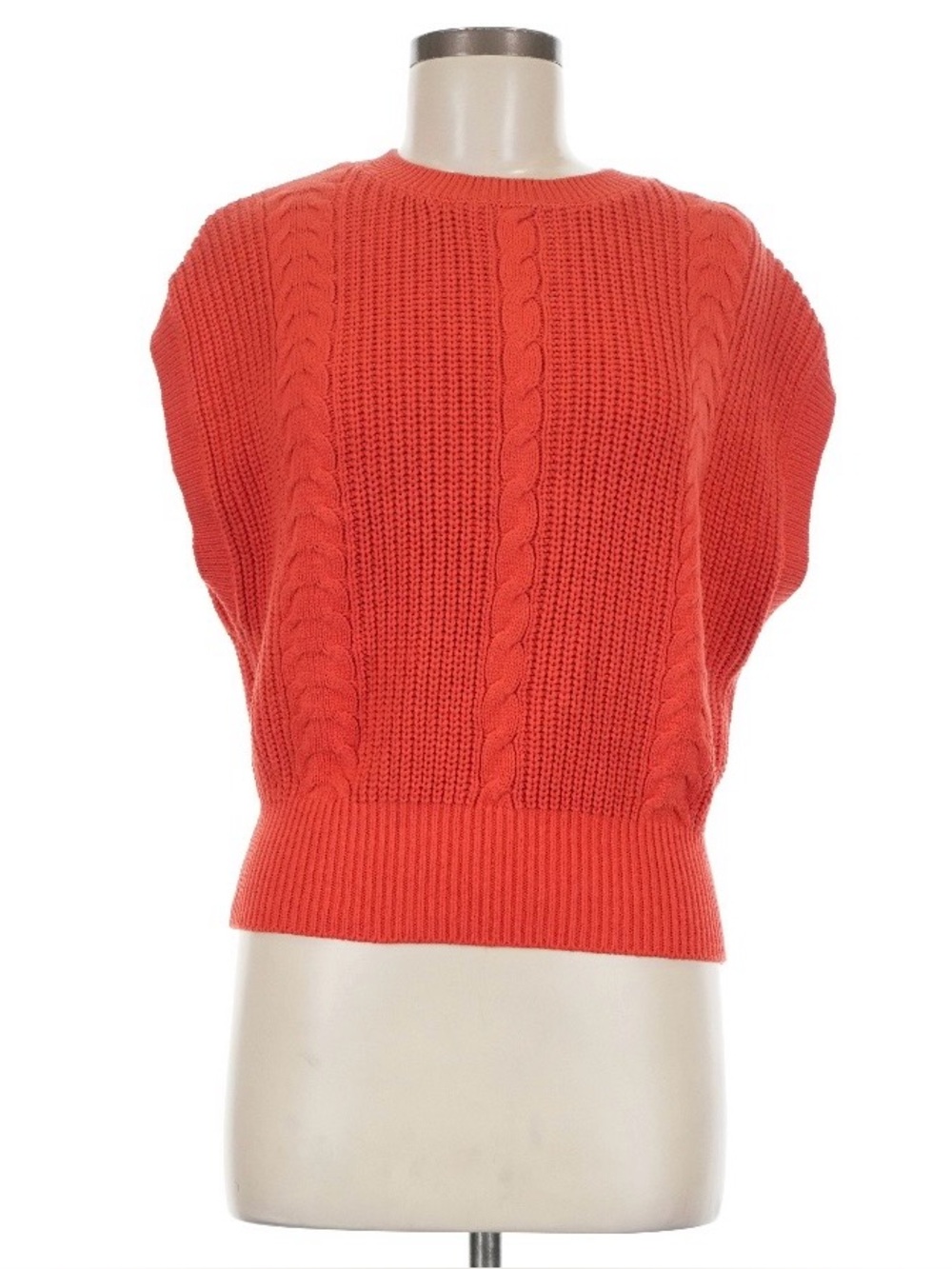Broadway 38 Sz M Cable Knit Sleeveless Sweater - Red